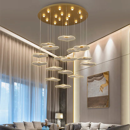 DecorBites™ Lotus Leaf LED Pendant Chandelier for Staircase & Living Room Beauty
