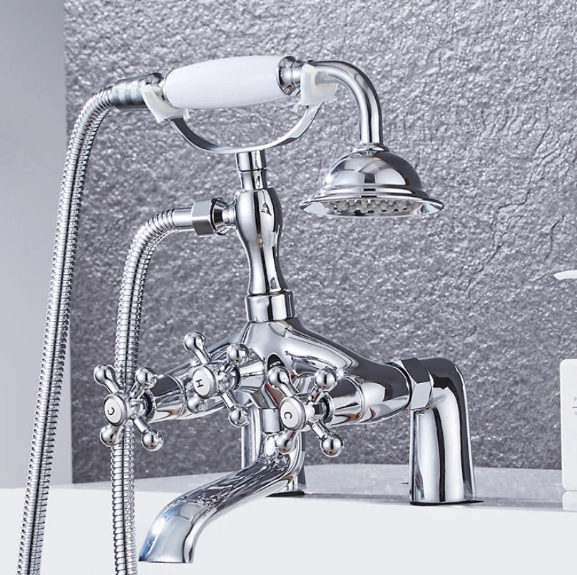 مجموعة خلاط حوض استحمام ودش من DecorBites™ من الكروم العتيق للحمام