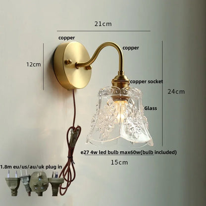 DecorBites™ Clear Glass LED Wall Sconce Pull Chain Switch Modern Stair Light