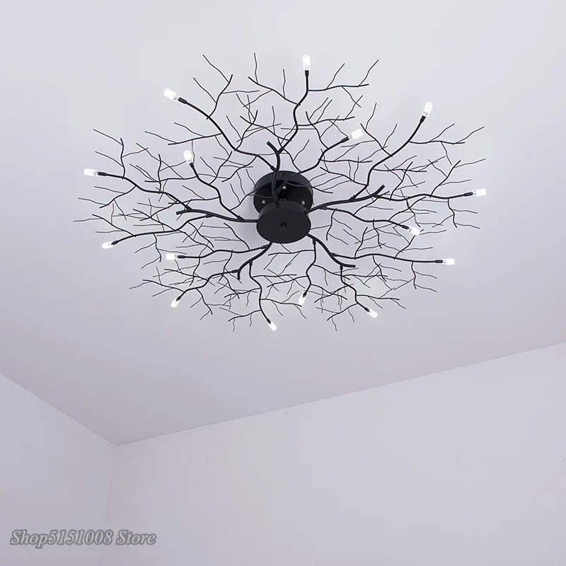 DecorBites™ Country Branch Iron Ceiling Light: American Style Living Room Decor Fixture