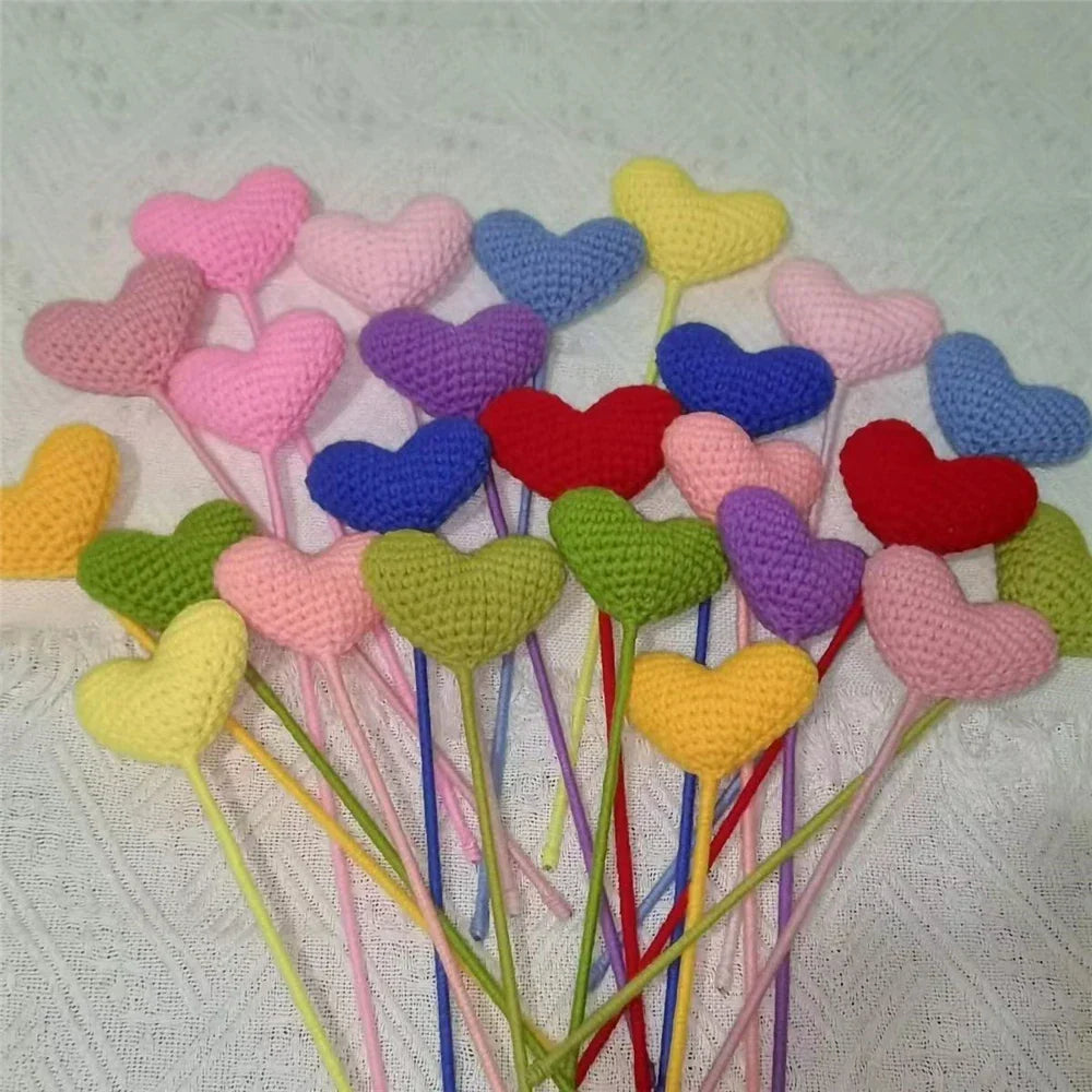 DecorBites™ Heart-Shaped Crochet Flower Bouquet - Handmade Wedding Home Decor & Family Gift