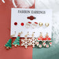 6 pairs/lot Christmas Earrings Xmas Tree Elk Snowman Santa Claus Cute Stud Earrings Set Kit Christmas Gifts For Women Girls Kids