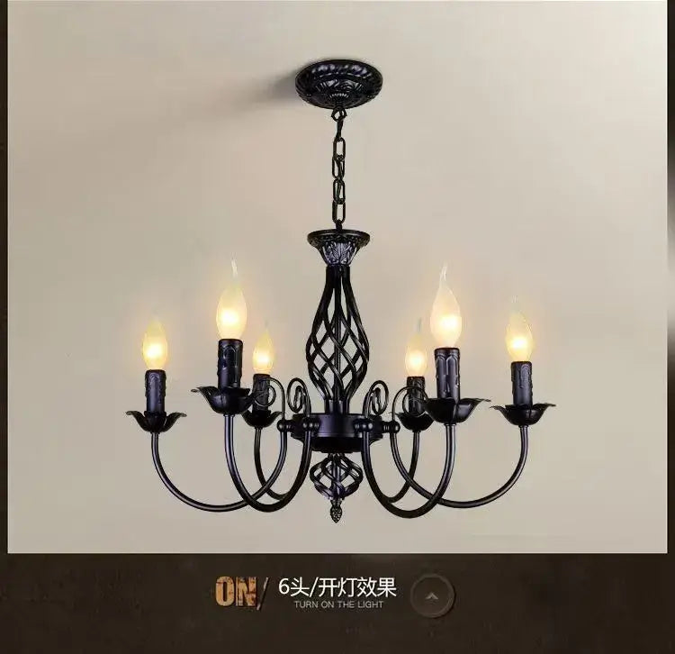 DecorBites™ Modern Black Iron Chandelier for Living Room