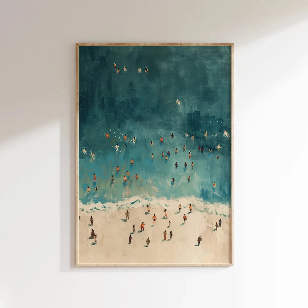 Frameless Summer People Swimming Canvas Wall Art