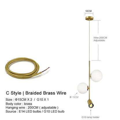 Lámpara de araña LED con bola de cristal DecorBites™: Lámpara colgante nórdica moderna para comedor y dormitorio