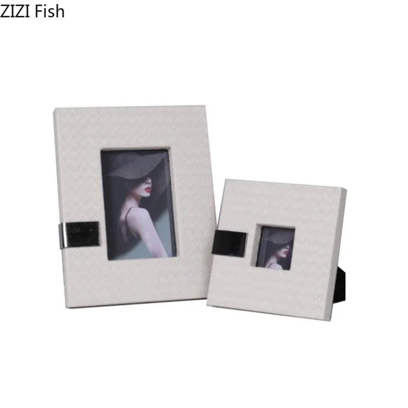 DecorBites™ Leather Photo Frame | Modern Design Picture Frame Bedside Table & Desk Décor