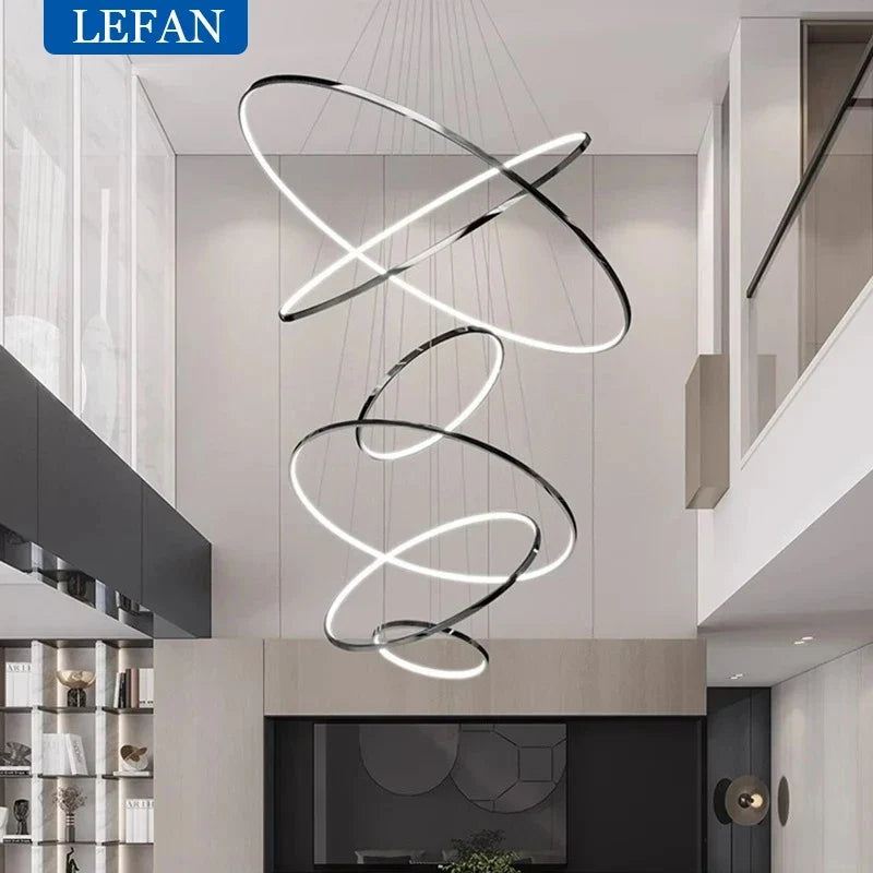 Modern Black Gold Aluminum Staircase Pendant Light