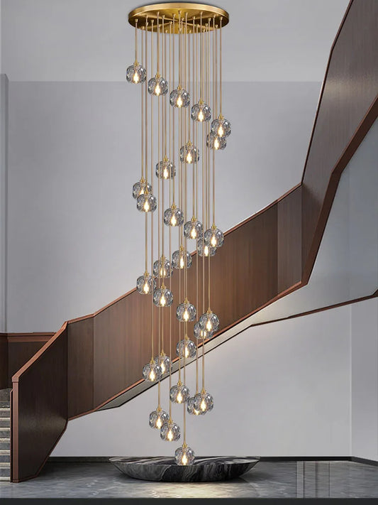 Lámpara de araña LED para escaleras DecorBites™ de acero inoxidable cristal para interiores modernos de lujo