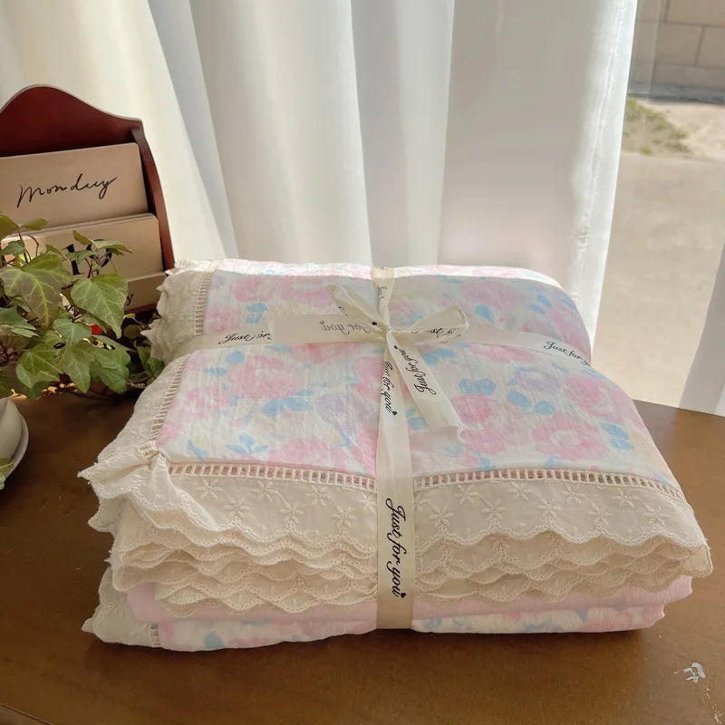 DecorBites™ Lace Romantic Comforter Set - Full Twin Double Size Bed Linens