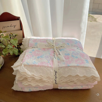 DecorBites™ Lace Romantic Comforter Set - Full Twin Double Size Bed Linens