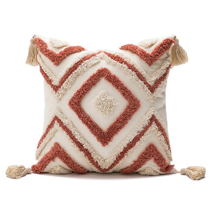 DecorBites™ Boho Loop Tufted Tassel Pillow Cover - Ethnic Embroidered Decorative Cushion