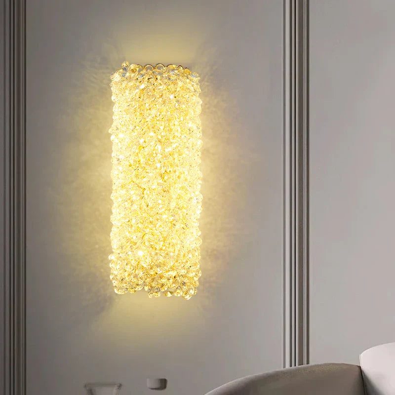 DecorBites™ Gold Metal Crystal Wall Light for Bedroom, Stairs, Aisle - Adjustable Wire, G9 Bulb