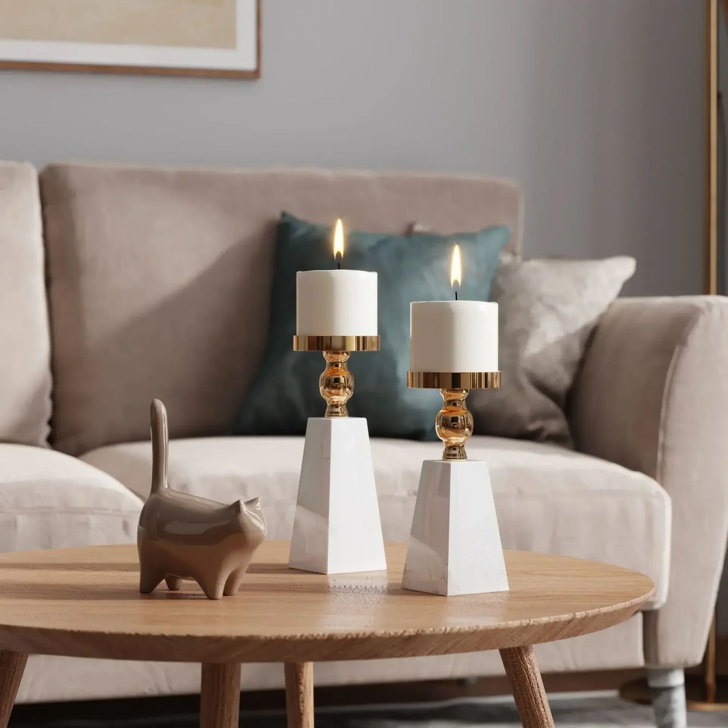 حامل شموع رخامي فاخر من DecorBites™ - طراز عصري بسيط