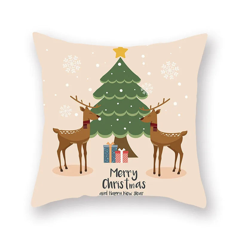 DecorBites™ Christmas Santa Elk Pillowcase 45x45cm for Sofa Chair Decor