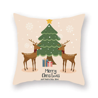 DecorBites™ Christmas Santa Elk Pillowcase 45x45cm for Sofa Chair Decor