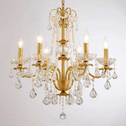 DecorBites™ Gold Brass Crystal Chandelier - Luxurious Candle Lights for Villa Living Room