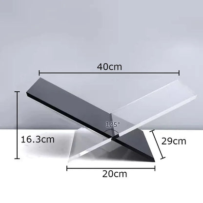 رف كتب أكريليك من DecorBites™، منظم بقاعدة رخامية، ديكور منزلي عصري، حامل مجلات