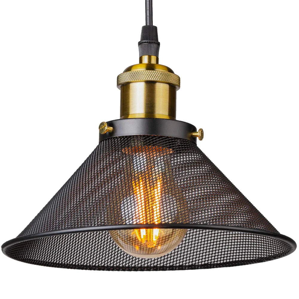 DecorBites™ Black Cage Pendant Light Iron Industrial Retro Lighting for Home Decor