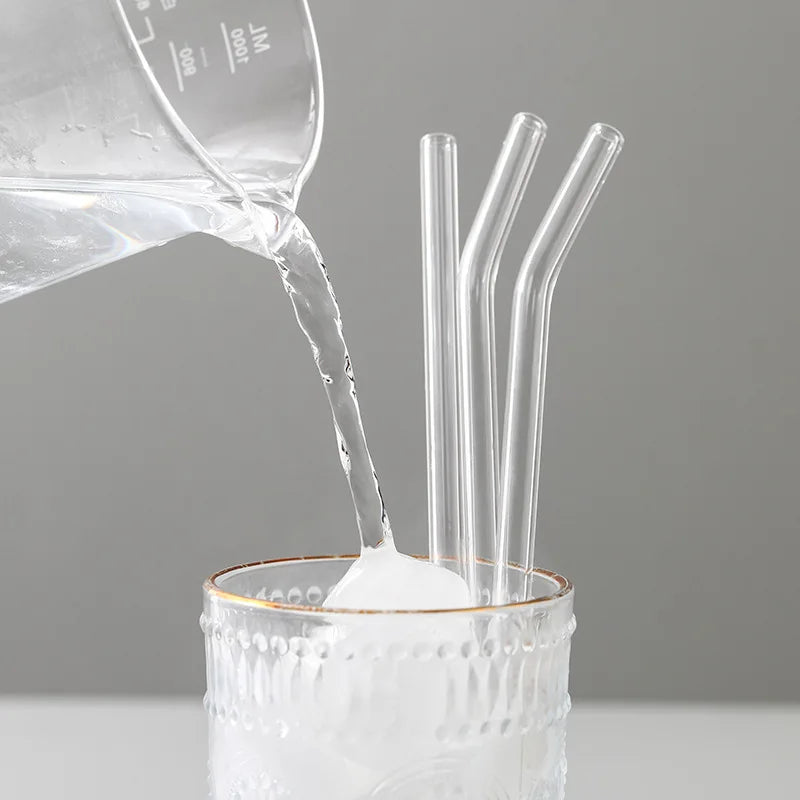DecorBites™ Glass Straws: Reusable Eco-Friendly Drinking Straws with Brushes
