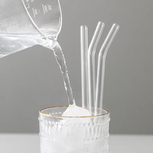 DecorBites™ Glass Straws: Reusable Eco-Friendly Drinking Straws with Brushes