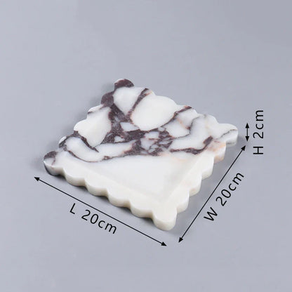 DecorBites™ Calacatta Viola Marble Tray: Luxury Vanity & Kitchen Decor Tray