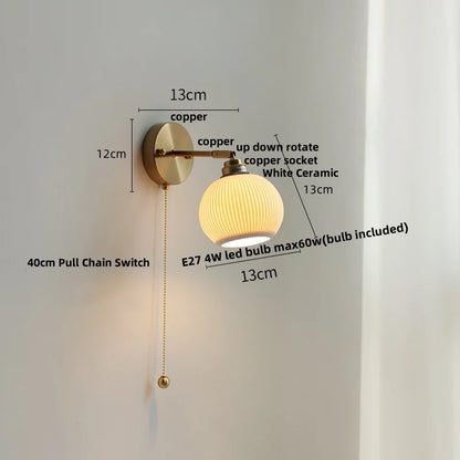 DecorBites™ Ceramic LED Wall Light with Pull Chain Switch, Nordic Modern Design
