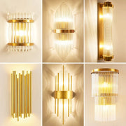 Luces de pared de cristal dorado Decorbites™: Aplique LED moderno para dormitorio, sala de estar y baño