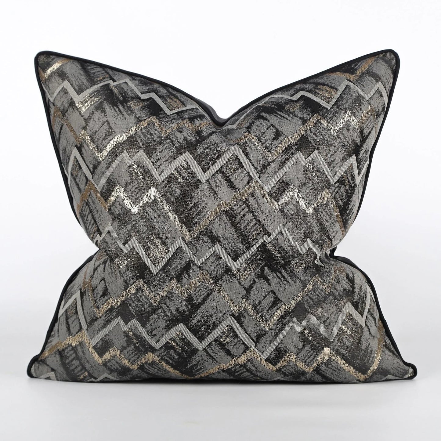 DecorBites™ Jacquard High-end Cushion Cover 45x45cm Black Gold Decorative Pillowcase