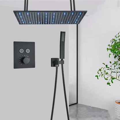 DecorBites™ LED Thermostatic Rainfall Shower System with Tub Spout Mixer Tap & Brass Head