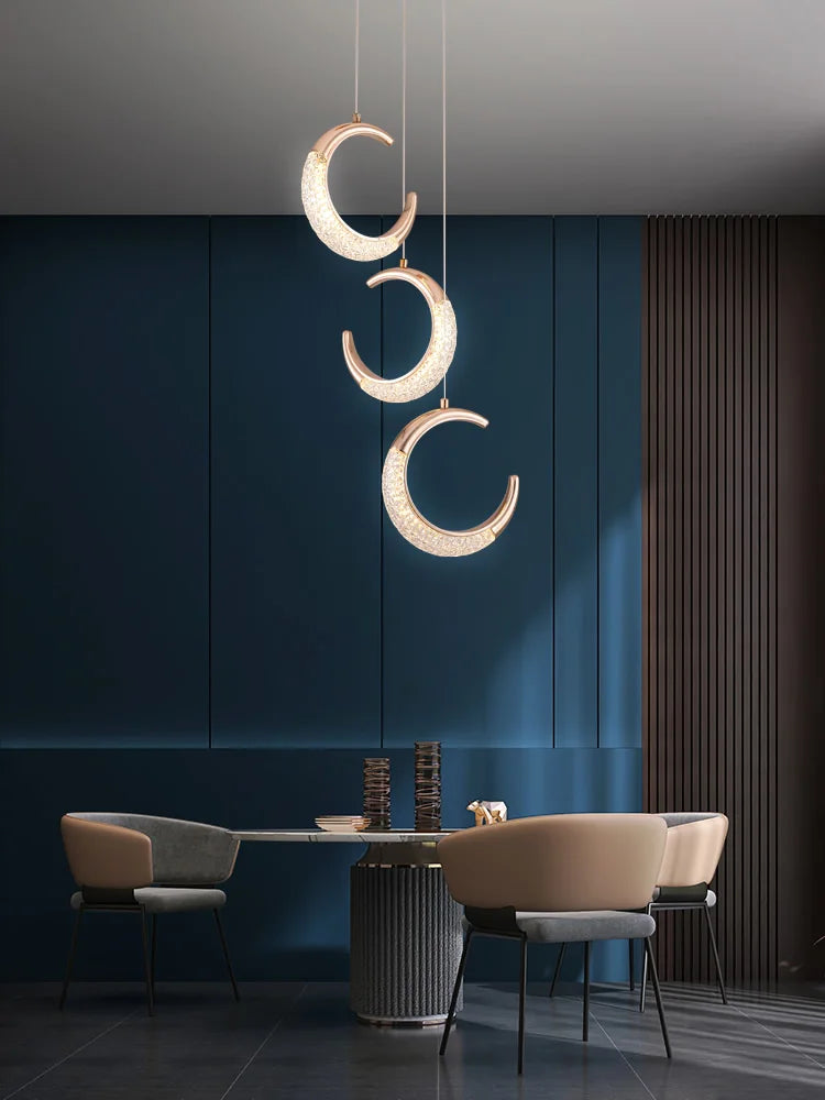 Modern Ring Pendant Light in Acrylic and Plated Metal