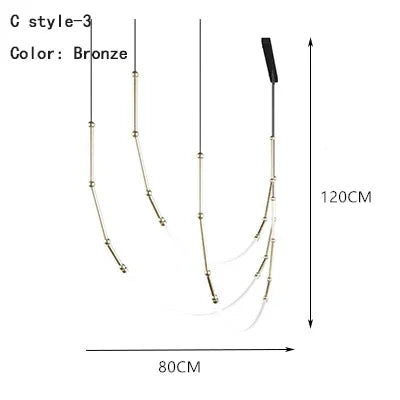 DecorBites™ Leda Black Line Chandelier: Stylish Luminaire for Dining & Living Room; Stairwell Lighting