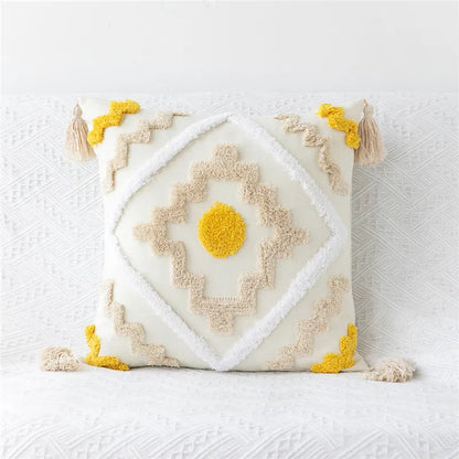 DecorBites™ Embroidered Geometric Leaves Pillow Cover Handmade Home Decor 30x50cm/45x45cm