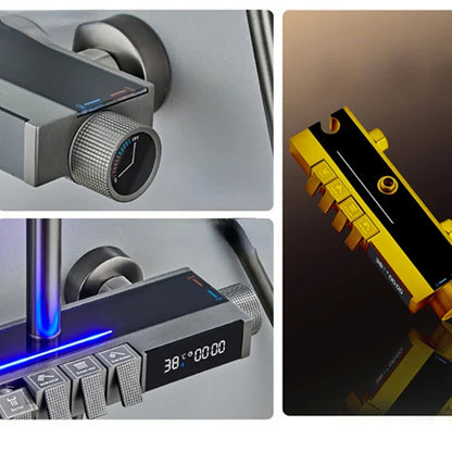 DecorBites™ Digital Display Brass Thermostatic Shower Faucet Set for Bathroom