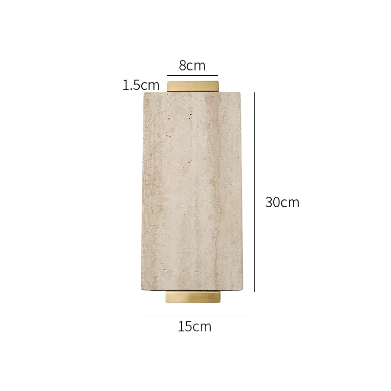 DecorBites™ Beige Travertine Stone Tray with Golden Metal Handle
