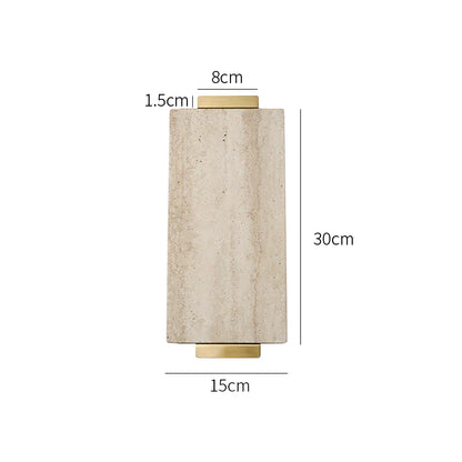 DecorBites™ Beige Travertine Stone Tray with Golden Metal Handle