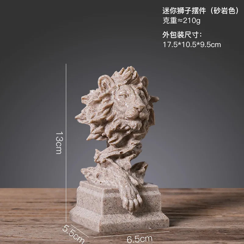 Decorbites™ Löwenkopf-Harzstatue Vintage Tier-Imitat-Bronze Heim- und Büro-Dekoration