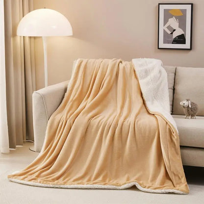 Manta doble DecorBites™ Cozy Sherpa - Manta reversible de felpa suave y cálida para la cama en invierno