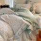 Decobites Lace Ruffles Cotton Floral Duvet Set with Pillowcase, Princess Bedding