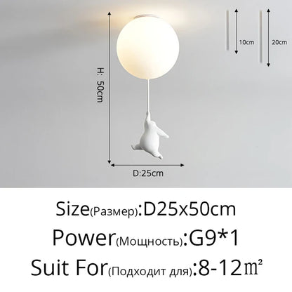 DecorBites™ Kids Cartoon Panda Polar Bear Ceiling Light Chandelier for Boys and Girls' Bedroom