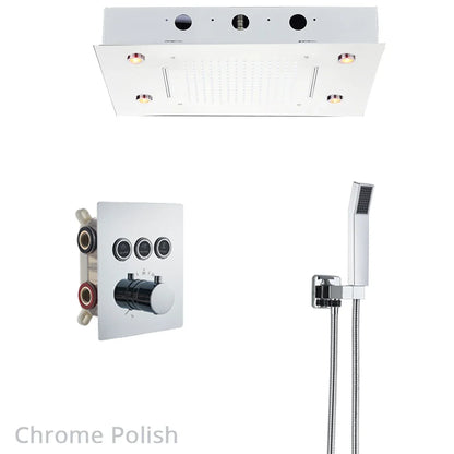 نظام دش DecorBites™ ثلاثي الاتجاهات مع رأس شلال مطري وصنبور خلاط حوض الاستحمام.