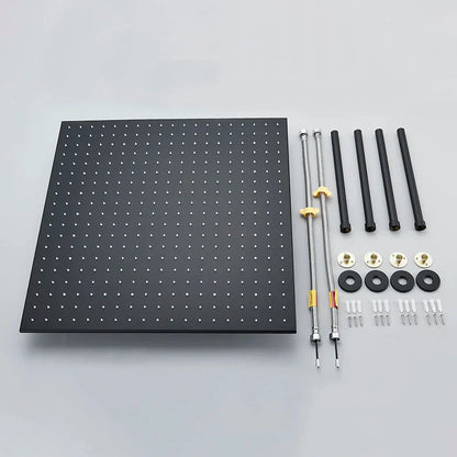 Cabezal de ducha tipo lluvia con luz LED cromada DecorBites™ de 24 pulgadas, montaje en techo, rociador superior y brazo.