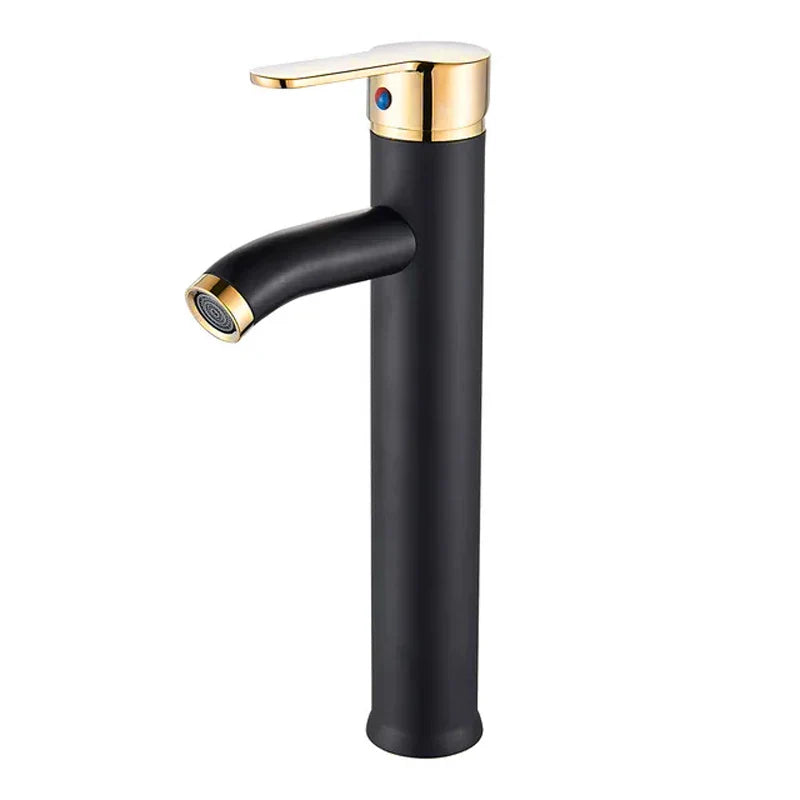 Grifo monomando DecorBites™ negro y dorado para lavabo de encimera