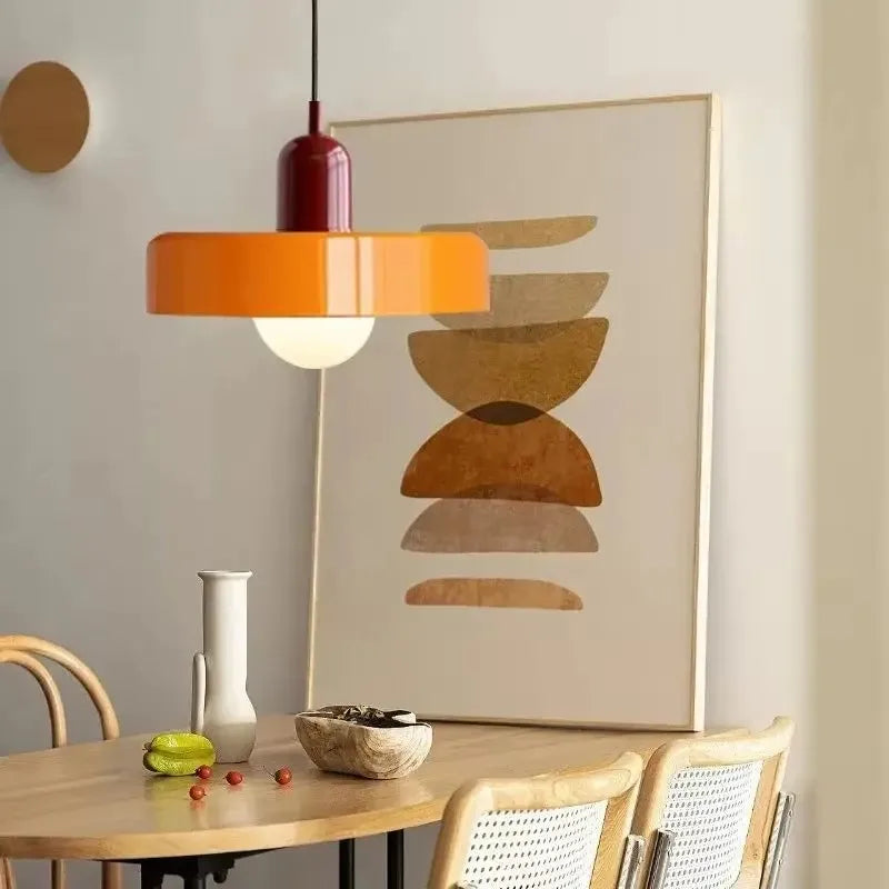 Nordic Vintage Orange Glass Pendant Light