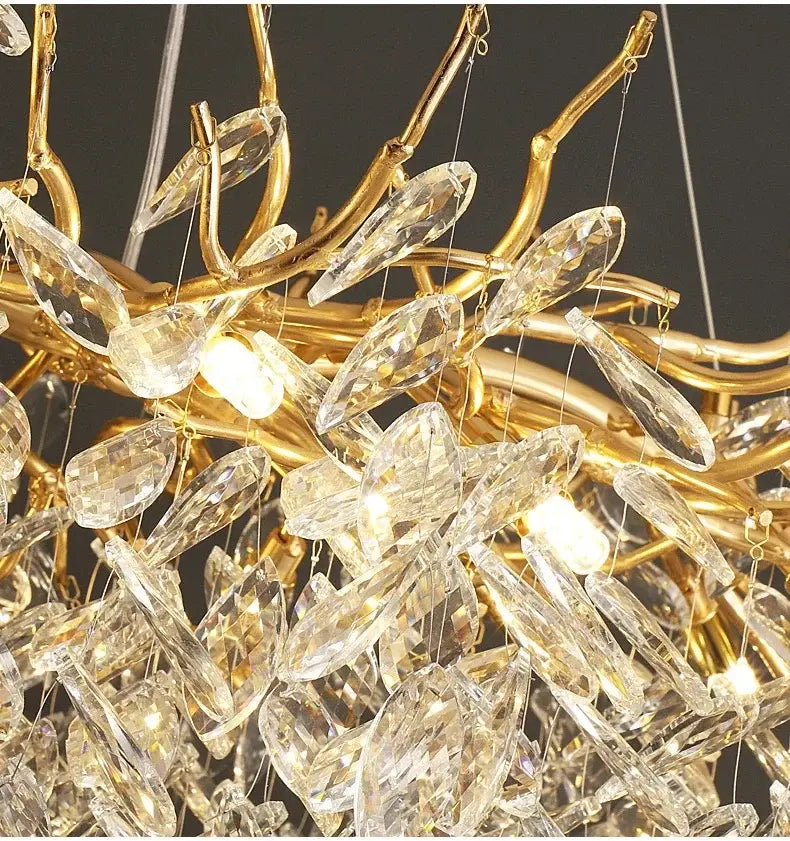 DecorBites™ Gold Crystal LED Chandeliers for Home Lighting