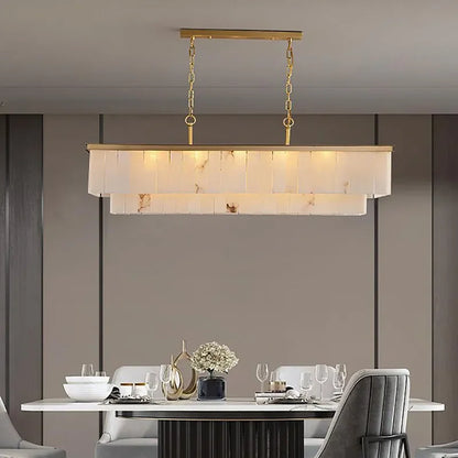 Modern Chandelier For Living Room Natural Marble Luxury Home Decor Lustre Pendant Lamp Villa Duplex Stairs Hanging Light Fixture