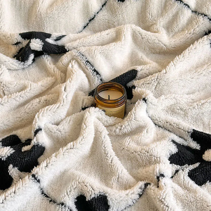 بطانية DecorBites™ مزدوجة الطبقات من صوف الحمل الجاكار - غطاء أريكة دافئ لراحة المنزل في الشتاء