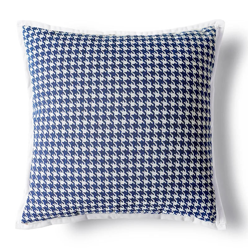 Blue Tufted Embroidered Pillow