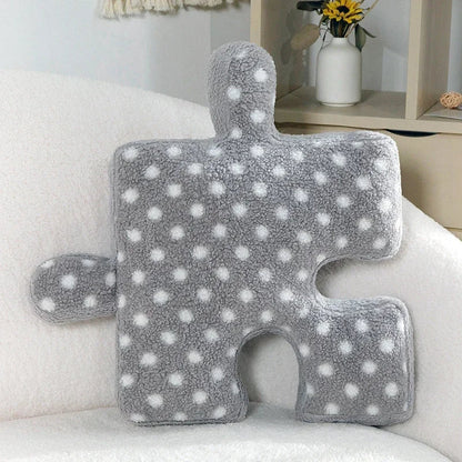 Decobites Teddy Velvet Jigsaw Seat Cushion - Plush Home Decor Throw Pillow