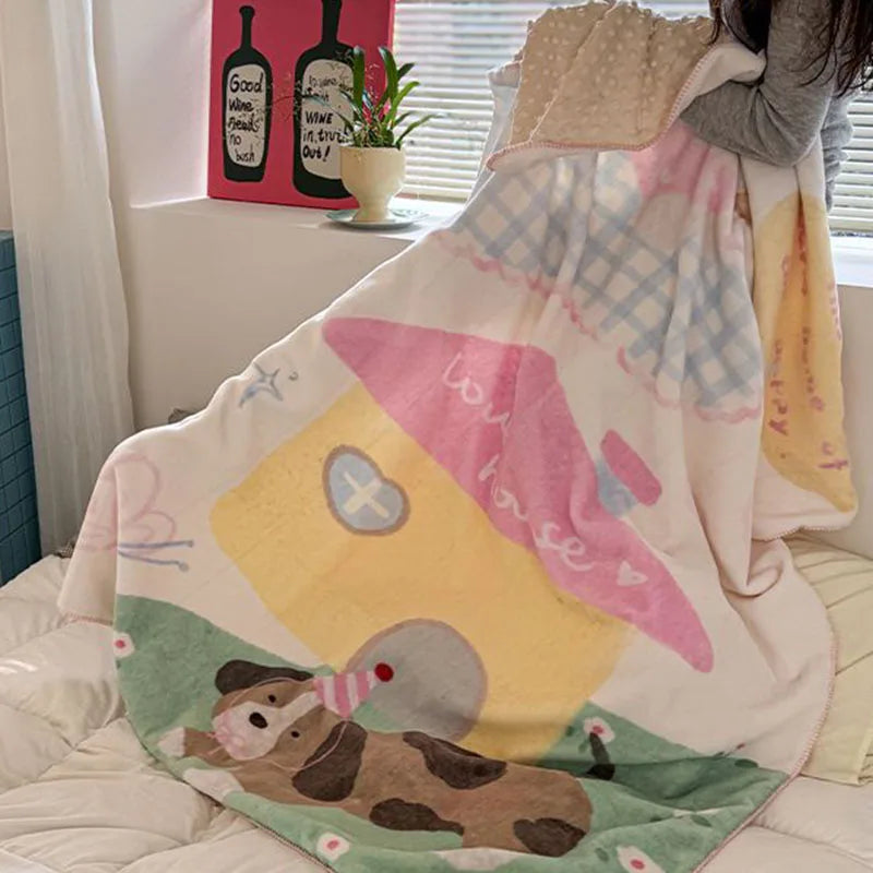 DecorBites™ Kids Cartoon Milk Velvet Nap Blanket: Soft & Warm Quilt for All Seasons