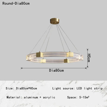 DecorBites™ LED Chandelier with Acrylic Lampshade for Living Room Dining Bedroom Lighting